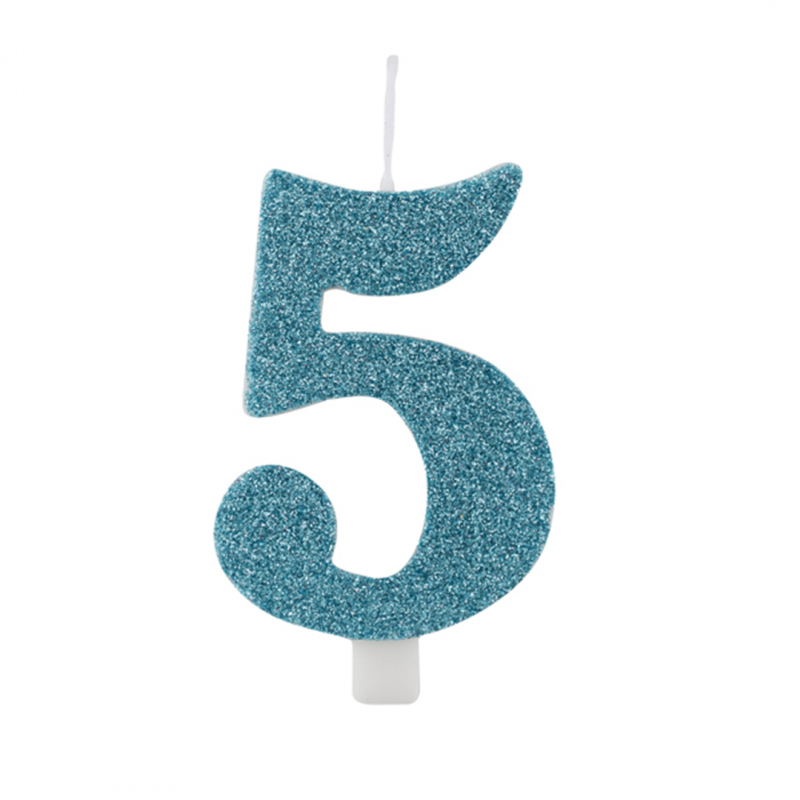 Glitter Number Cake Candle  Tiffany 5 | Givi Itali-Vertecchi Party