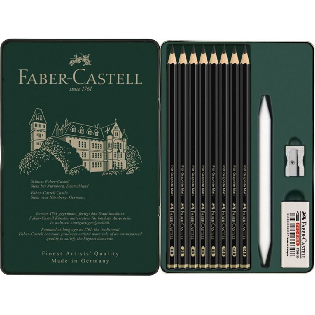 Set 8 Matite Pitt Graphite Matt+3 Accessori Confezione In Metallo — immagine 2