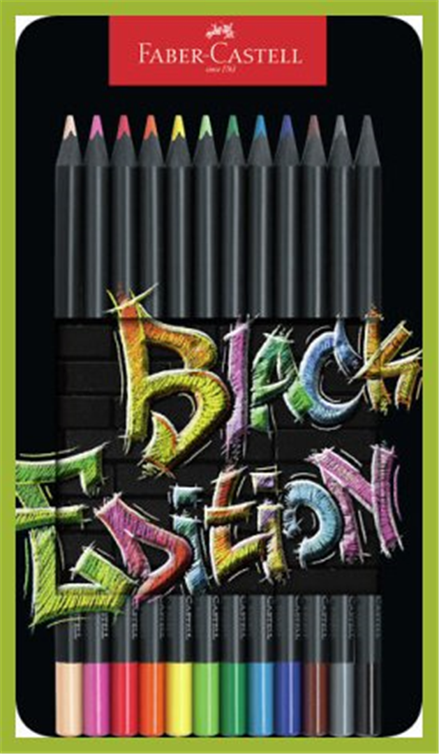 Astuccio 12 Matite Colorate Black Edition Scatola In Metallo — immagine 2