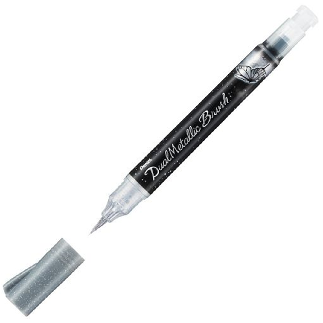 Pennarello Dual Metallic Glitter Brush Argento — immagine 3