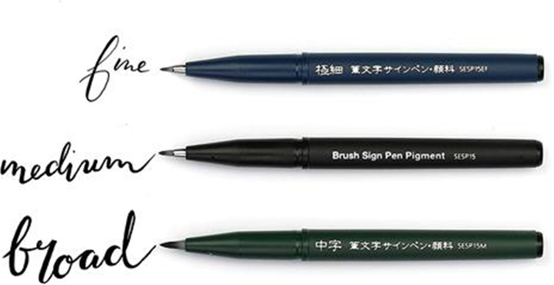 Blister 3 Sign Pen Brush Pigment Neri Punta F, Punta M, Punta B — immagine 2