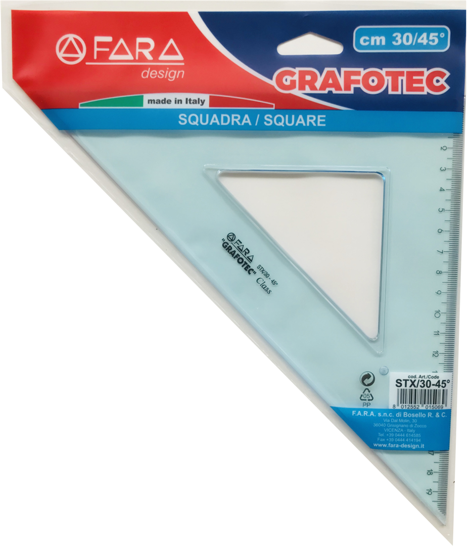 Squadra 45° Cm. 30 Stampata In Polistirolo Serie Grafotec