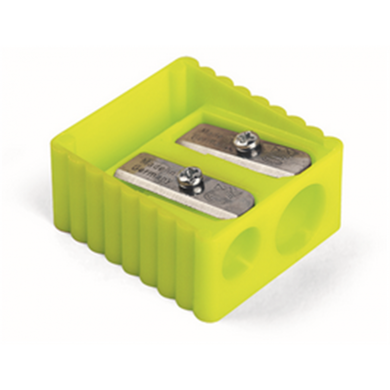 Temperamatite Doppio Foro In Plastica Trasparente Fluorescente – Lamette In Acciaio Duro, Forma Rettangolare Ergonomica
