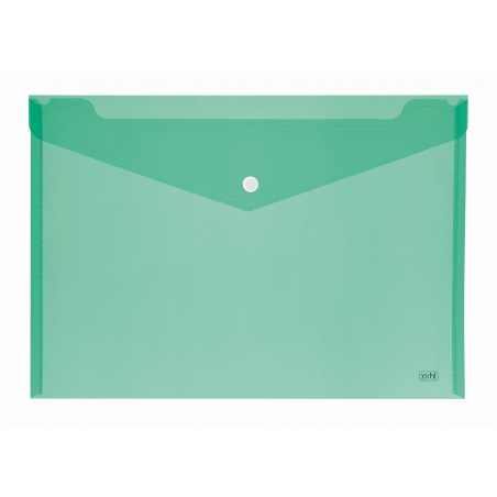 Confezione Pz 12 Busta A4 Con Bottone Colorata Trasparente Verde | Lebez