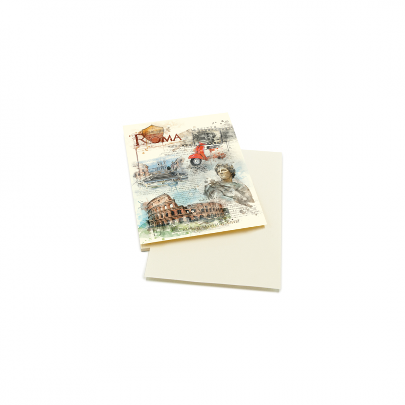 Notepad A5 14,8x21cm 50 Fogli Roma Giulio Cesare Vespa E Colosseo | Toscana Carte Pregiate S.r.l.