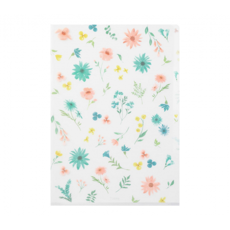 3 Pockets Clear Folder A4 Flowers | Midori