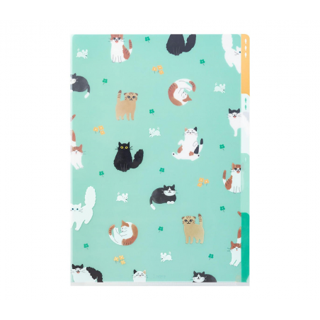3 Pockets Clear Folder A4 Cats | Midori