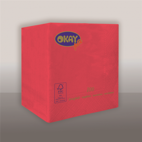Tovagliolo Ovatta 2v 25x25cm 100pz  Rosso Baccara'