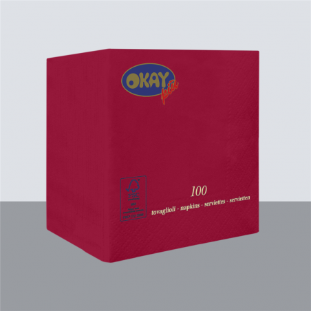 Tovagliolo Ovatta 2v 25x25cm 100pz  Merlot