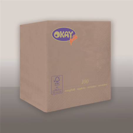 Tovagliolo Ovatta 2v 25x25cm 100pz  Tortora