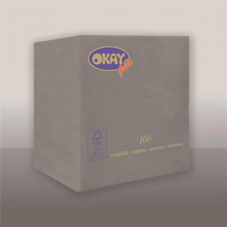 Tovagliolo Ovatta 2v 25x25cm 100pz  Grigio Satin