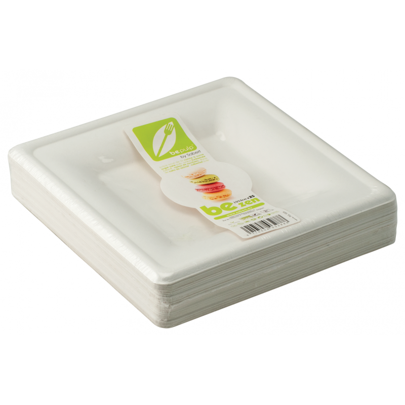 Zen Square Plate 15x15 25pcs Eco Green Recyclable-Compostable-Ok For Oven | Selezione Vertecchi