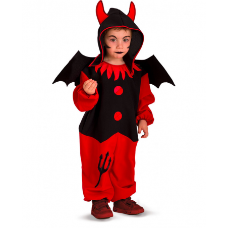 Costume Diavoletto Baby Taglia 1/2 Anni 90cm Rosso Nero