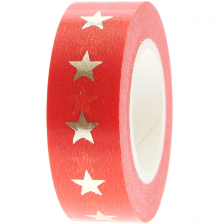 Tape 1.5cmx10mt Stelle Merry Christmas Rosso