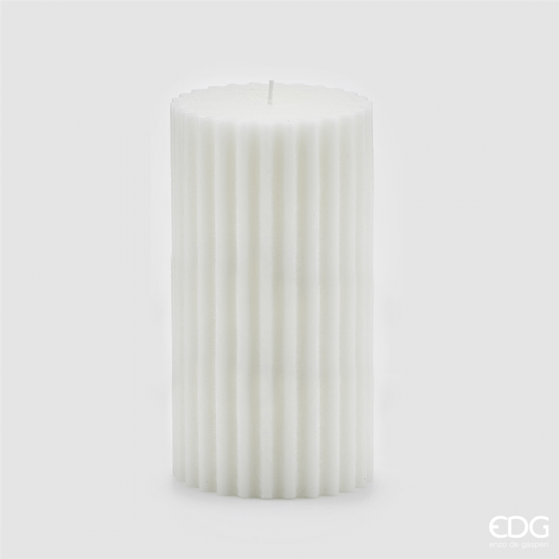 Rustic Striped Scented Candle 20x10cm White | Edg - Enzo De Gasperi