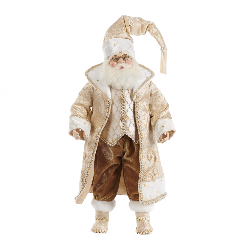 Babbo Natale Vestito Lusso Avorio Oro 45cm | Selezione Vertecchi
