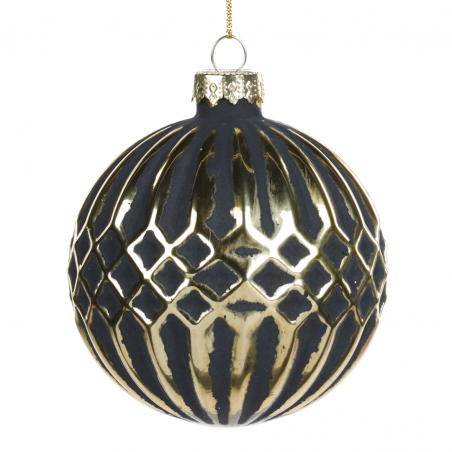 Sfera Vetro D08cm Nera Decori Oro Lurex