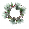 Pine Branch Candle Holder D. 20 Cm Berries And Red Snowy Pine Cones | House Of Nature