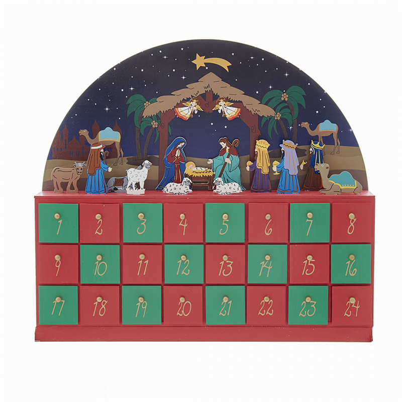 Calendario Avvento Natività Con Capanna 42cm Multicolor | Selezione Vertecchi