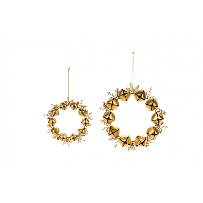 Ornamento Corona Metallo Jingle 18.5x17x2.5cm Oro | Pasqualetti Home Decor Snc