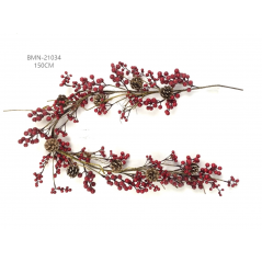 Shoot Red Berries And Pine Cones 150cm | Selezione Vertecchi