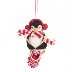 Ornamento Feltro Pinguino Che Fa La Maglia  | Sass & Belle R&j Stone Limited