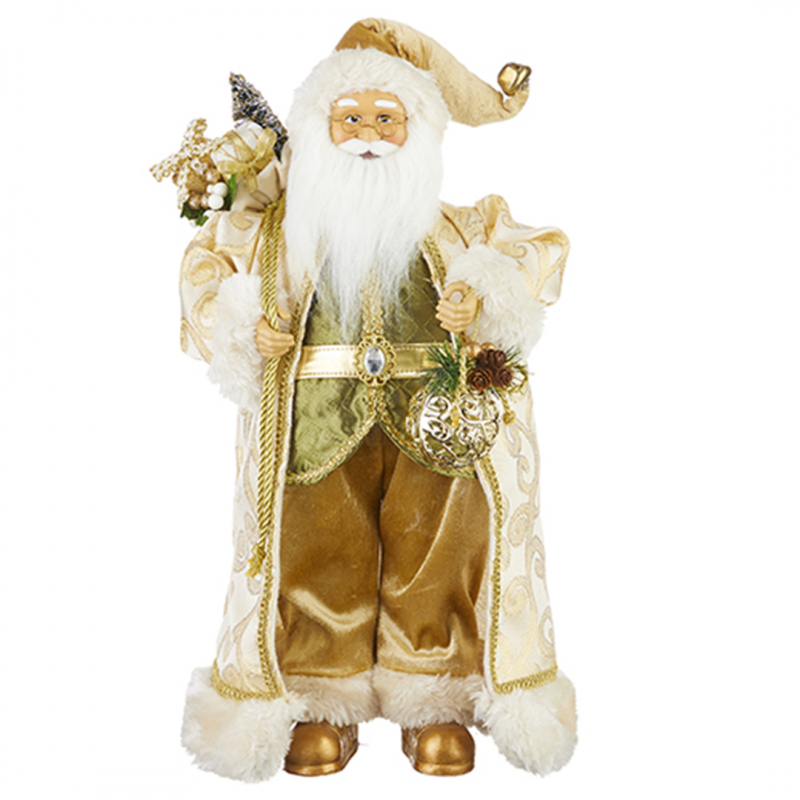 Babbo Natale Verde E Oro Con Decori 47cm | Raz Imports