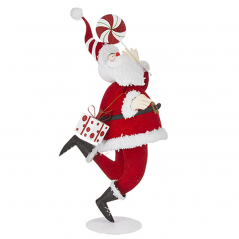 Babbo Natale Metal Con Lollipop 50cm Bianco Rosso | Raz Imports