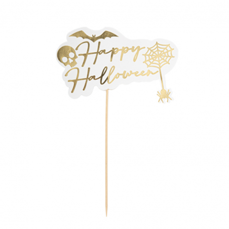 Pick Happy Halloween Bianco Oro 16x25cm