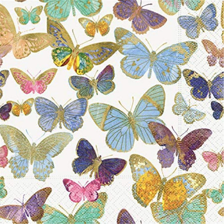 Tovagliolo 33x33 Carta 3v 16pz Fantasia Golden Butterflies | Paper Design