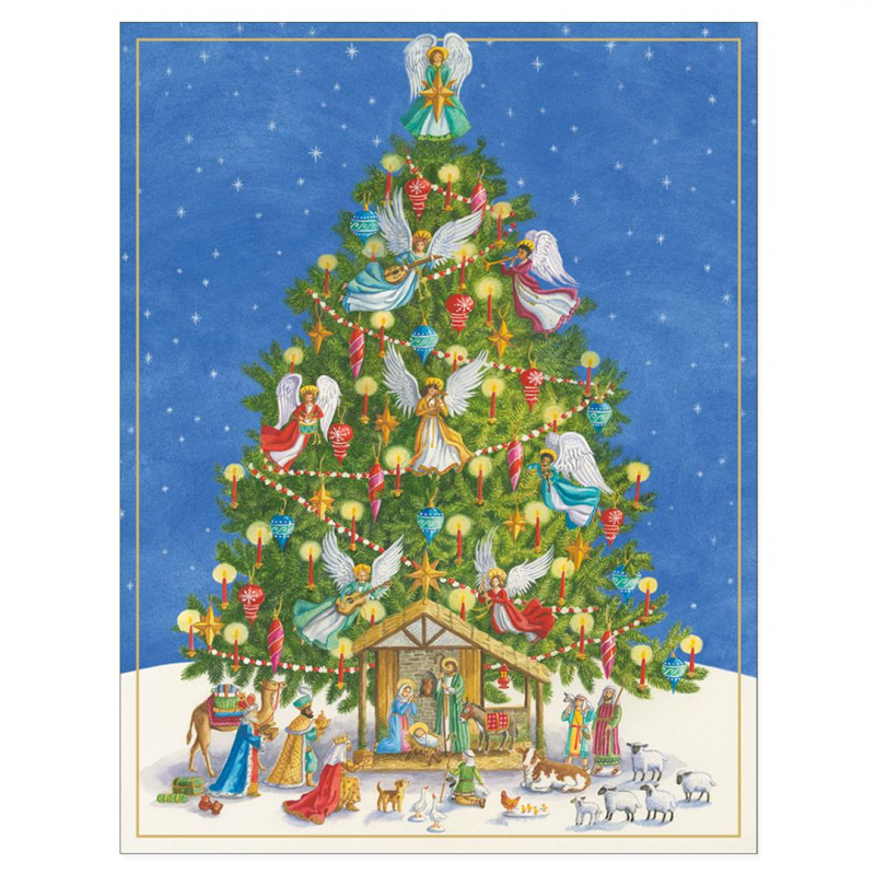 Biglietto Auguri Caspari Natale Nativity Tree | Caspari Aps
