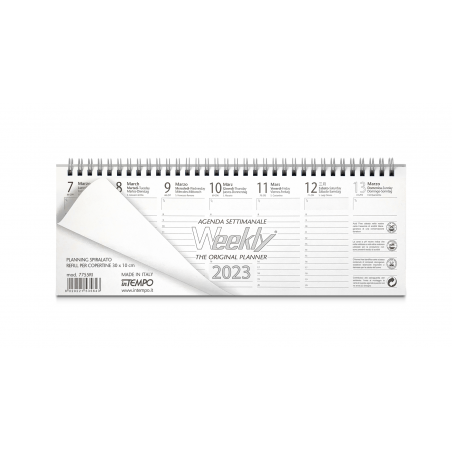 Ricambio Planning Settimanale 30x10cm Carta Bianca
