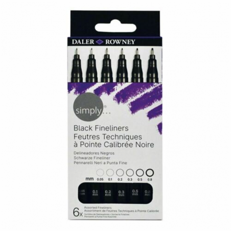 Set Simply Fineliner Pezzi 6 Colore Nero