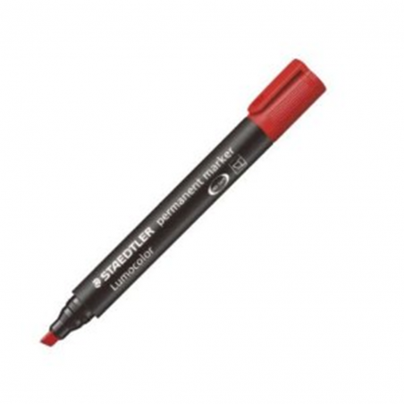 Pennarello Permanente Lumocor Marker Punta Scalpello Rosso Punta 2-5mm