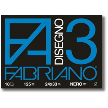 Album  Disegno 3 24x33 Cm Fogli Neri 125 Gr 10 Fogli - Album A Punti Metallici | Fabriano