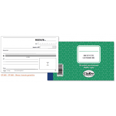 Blocco Ricevute Generiche - 3 Copie Cr 825