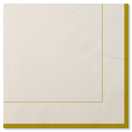 Napkin 33x33 Cm White Lines Gold Edge | Ex.tra.