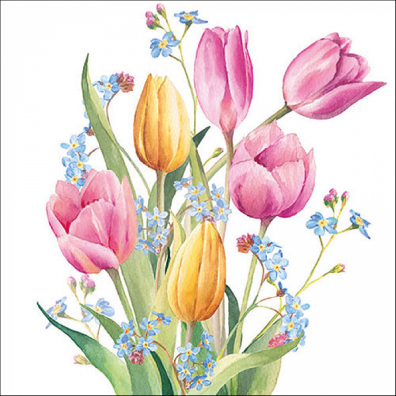 Tovagliolo 33x33 Carta Decorato Ambiente Tulips Bouquet | Ambiente Europe B.v.