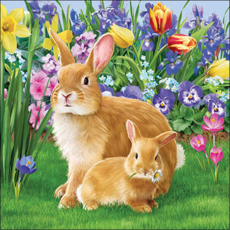 Tovagliolo 25x25 Fantasia Pasqua Ambiente Mother Bunny | Ambiente Europe B.v.