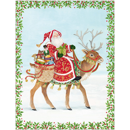 Biglietto Auguri  Natale Santa & Reindeer | Caspari