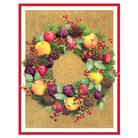 Biglietto Auguri  Natale Fruit & Pine Wreath | Caspari