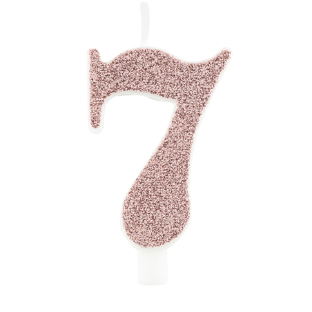 Candela Torta Numero Glitter 9.5cm Rose Gold 7