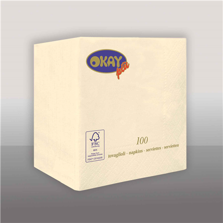Tovagliolo Ovatta 2v 25x25cm 100pz  Panna