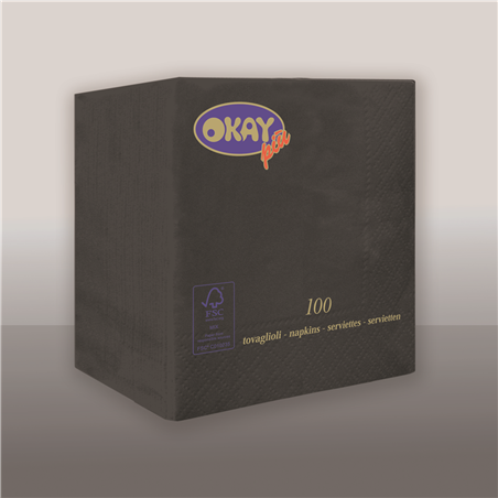 Tovagliolo Ovatta 2v 25x25cm 100pz  Nero