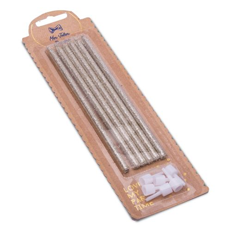Candelina Torta Glitter 14cm 6pz Oro