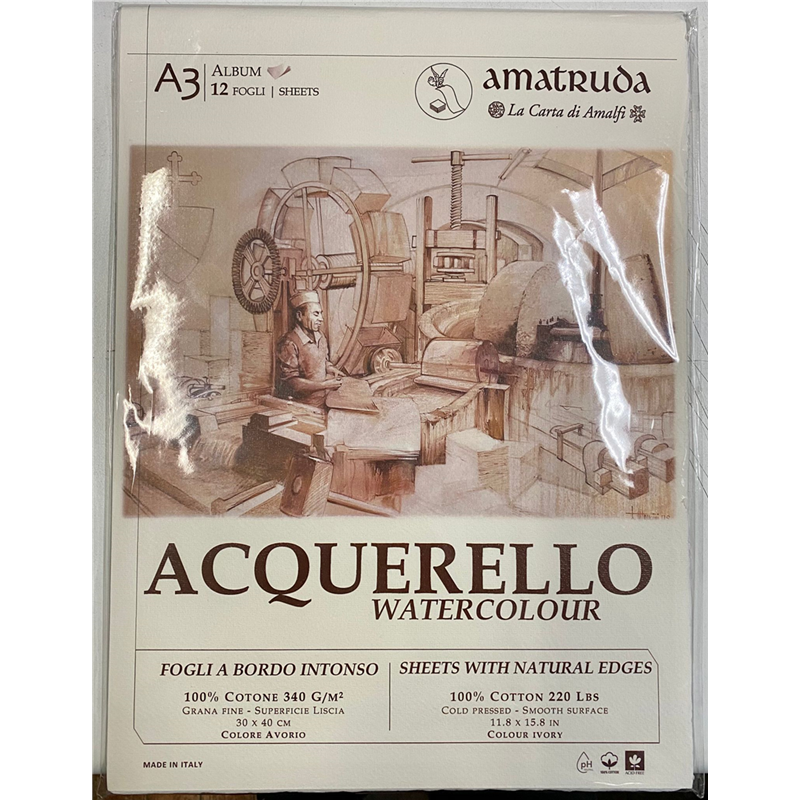 Album 30x40 Cm. 340gr. Fogli 12 100% Cotone Carta Di Amalfi | Amatruda La Carta Di Amalfi
