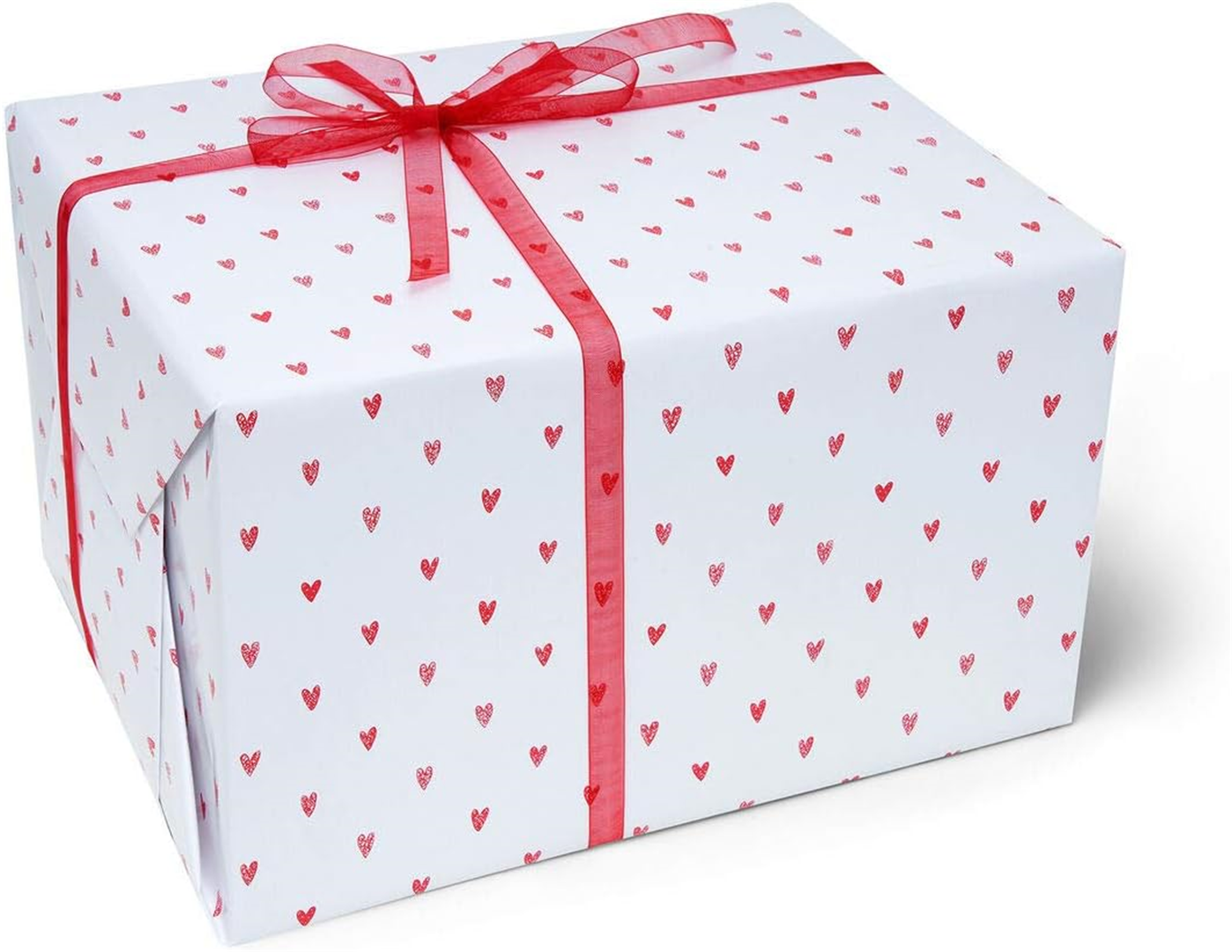 Carta Regalo 70x2mt Rotolo  Cuori Rossi — immagine 2