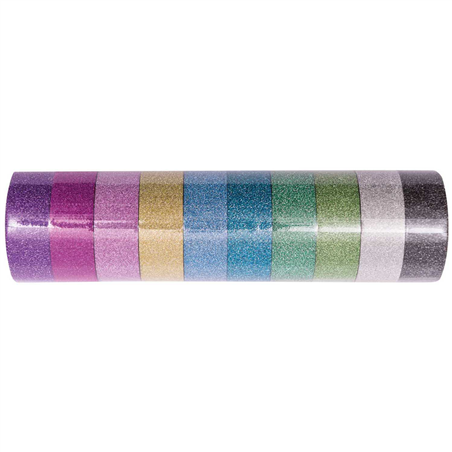 Tape Set 1.5cmx5mt 10pz Glitter Multicolor