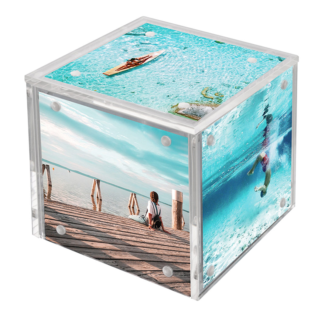 Portafoto Cubo Acrilico Vetro 8x8cm