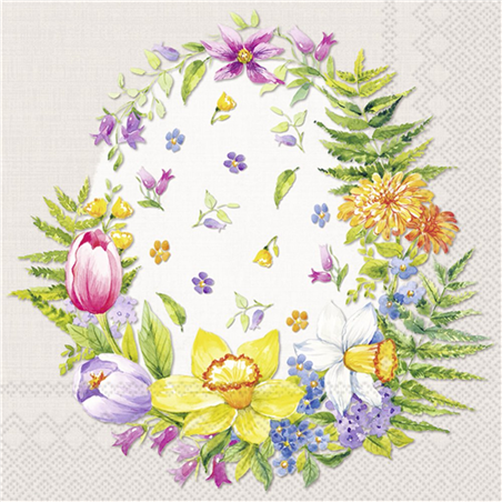Tovagliolo 33x33 Pasqua Carta Dec. Flower Egg Linen | Schonhuber Spa - ag